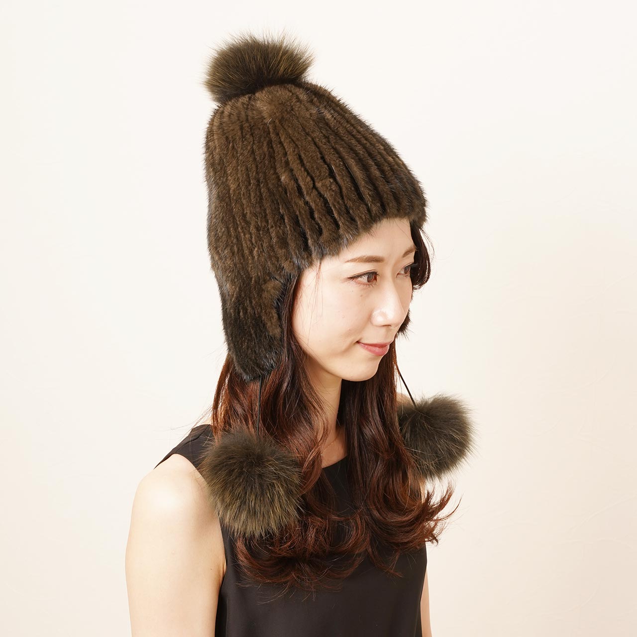 sankyo shokai（三京商会） ミンク ファー ボンボン付き 帽子