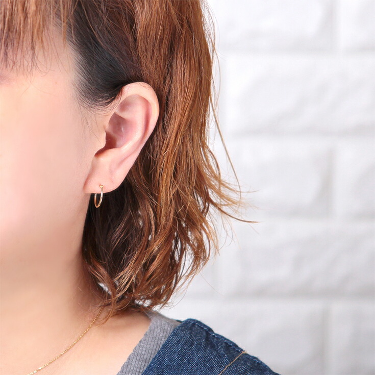 ピアス レディース k18 18金 18k フープ フープピアス 13mm