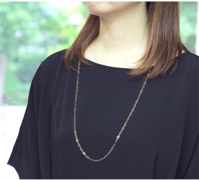 ロングネックレス k18 18k 18金 レディース チェーン 猫 ネコ 猫好き