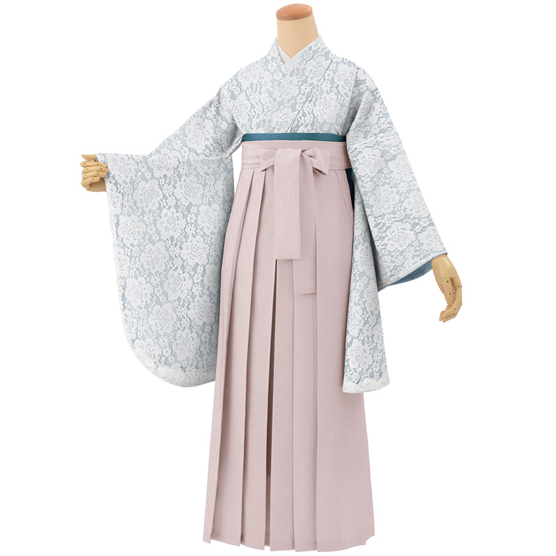 レース着物 バイカラー袴 レースフリル パール 5点セット 新品 卒業式