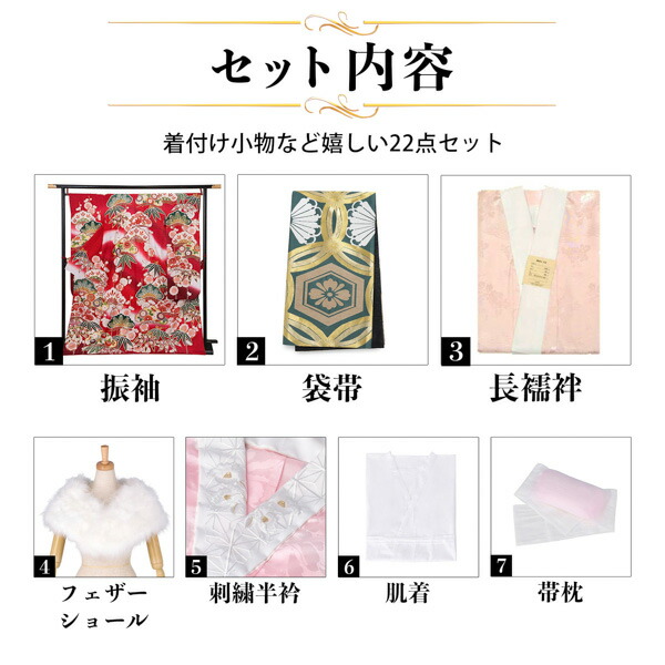 未仕立て 振袖 22点セット赤 吉澤の本格型友禅 松竹梅仮絵羽 振り袖