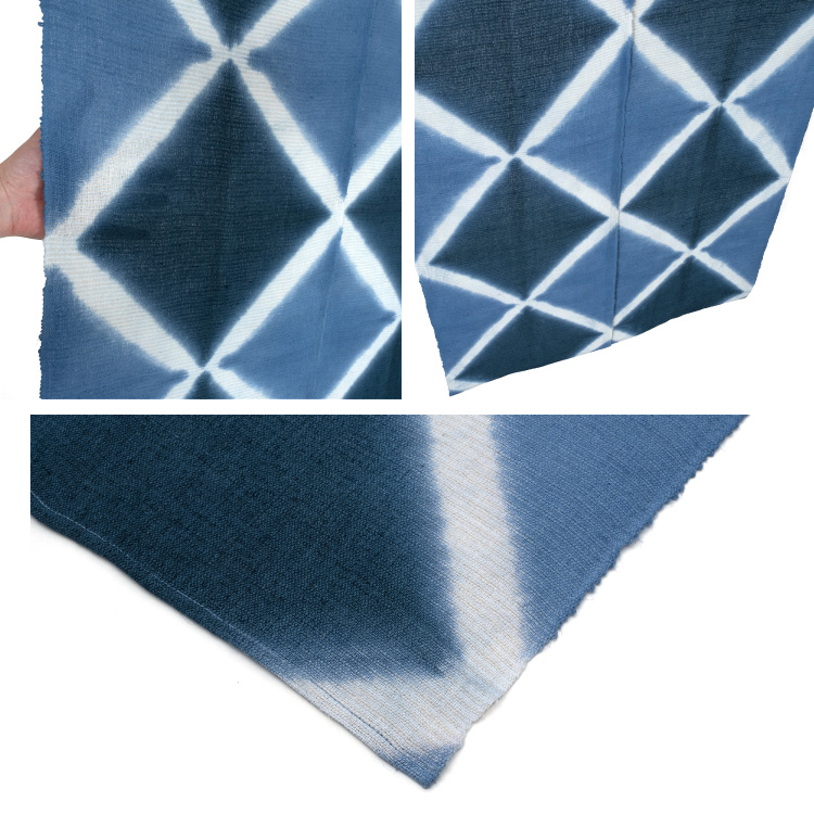 麻暖簾 のれん 手績み手織り 藍染 絞り染め 麻のれん 本藍染