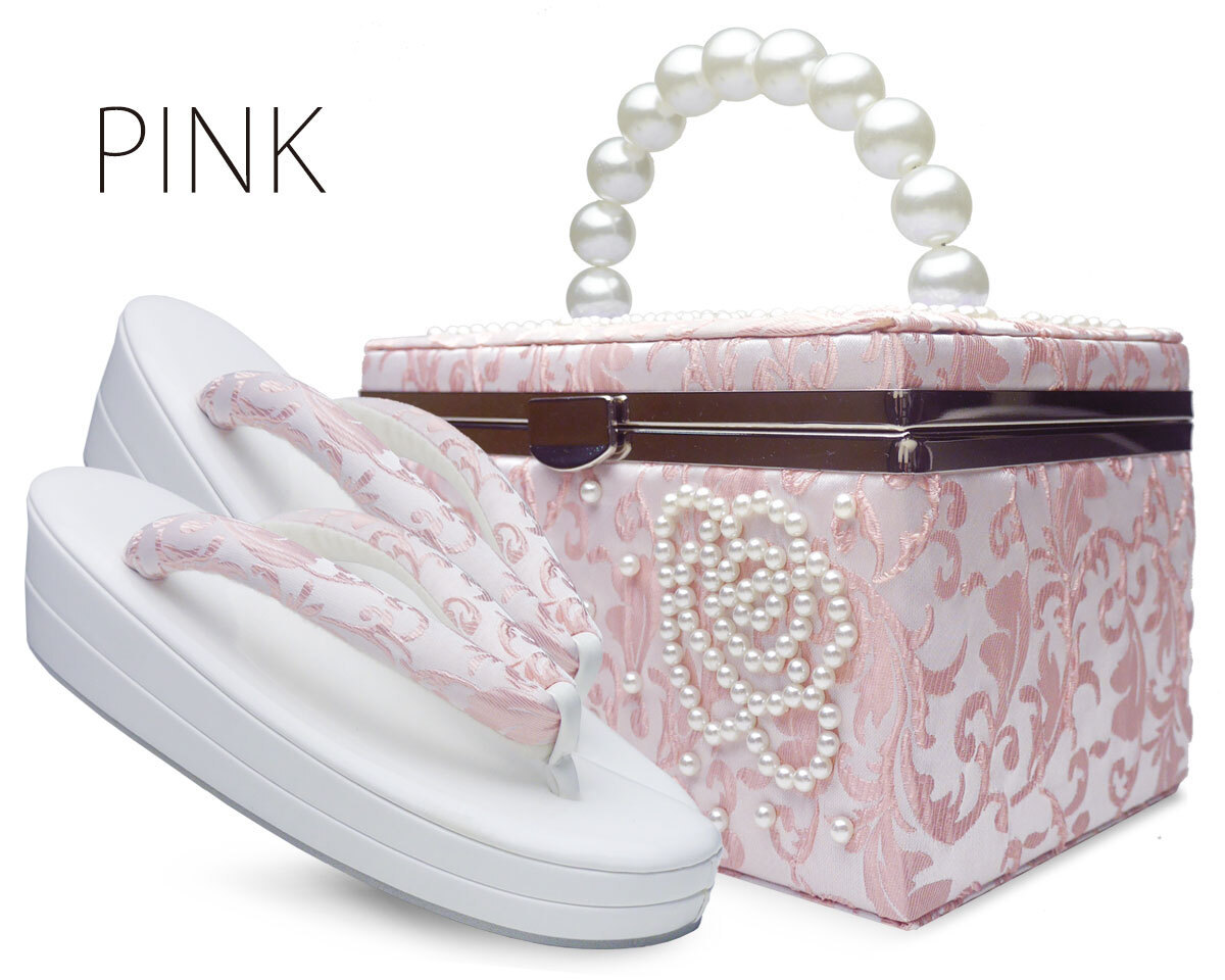 豪華ビーズパール刺繍 本格カブセ 振袖バッグ草履セット 西陣帯地