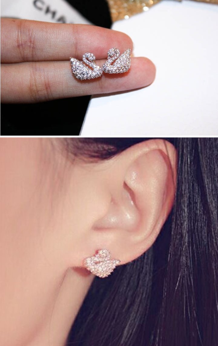 ピアス スワロフスキー スワン 白鳥 上品 きらきら swarovski プラチナ