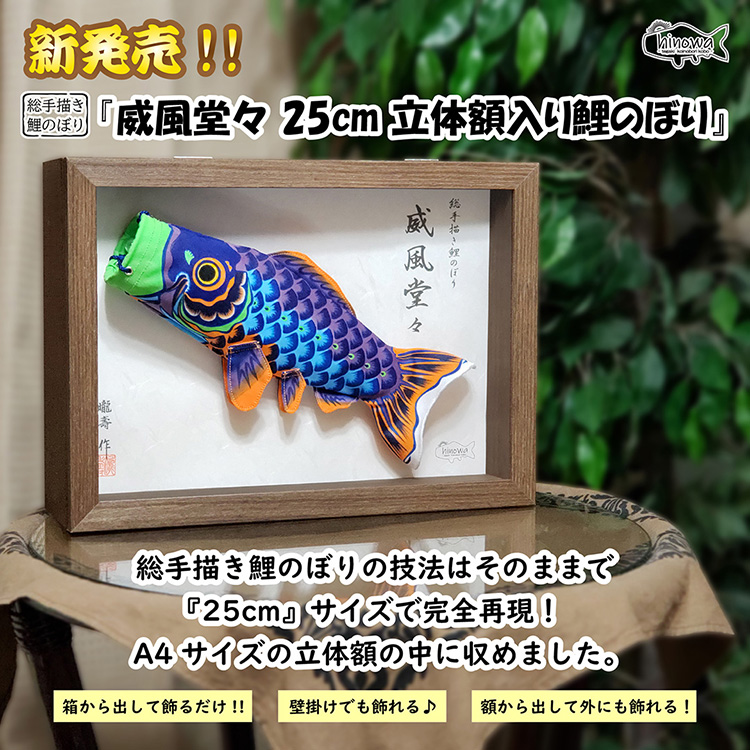 アートのぼり鯉 額縁 インテリア 晴々 25cm 立体額入り鯉のぼり【総
