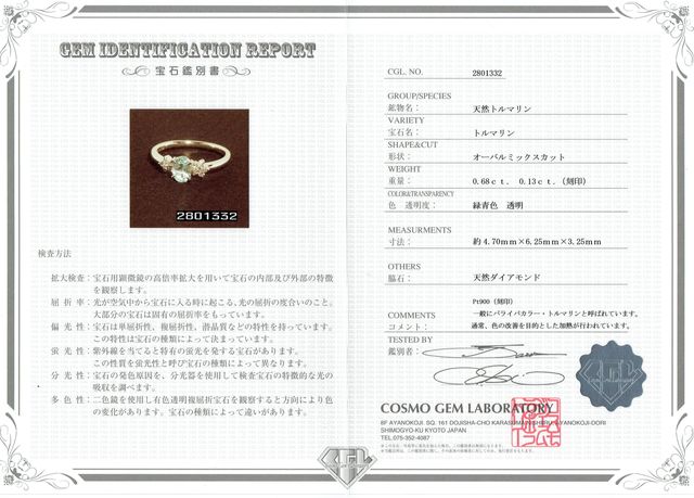 0.68ctでこの価格 天然パライバトルマリン 0.68ct 天然ダイヤ取巻