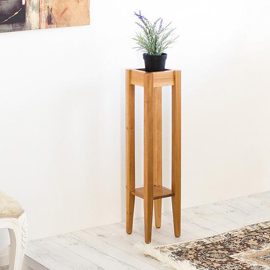 スマートスピーカー 台 幅16 トール花台 スマホ充電台 天然木 完成品