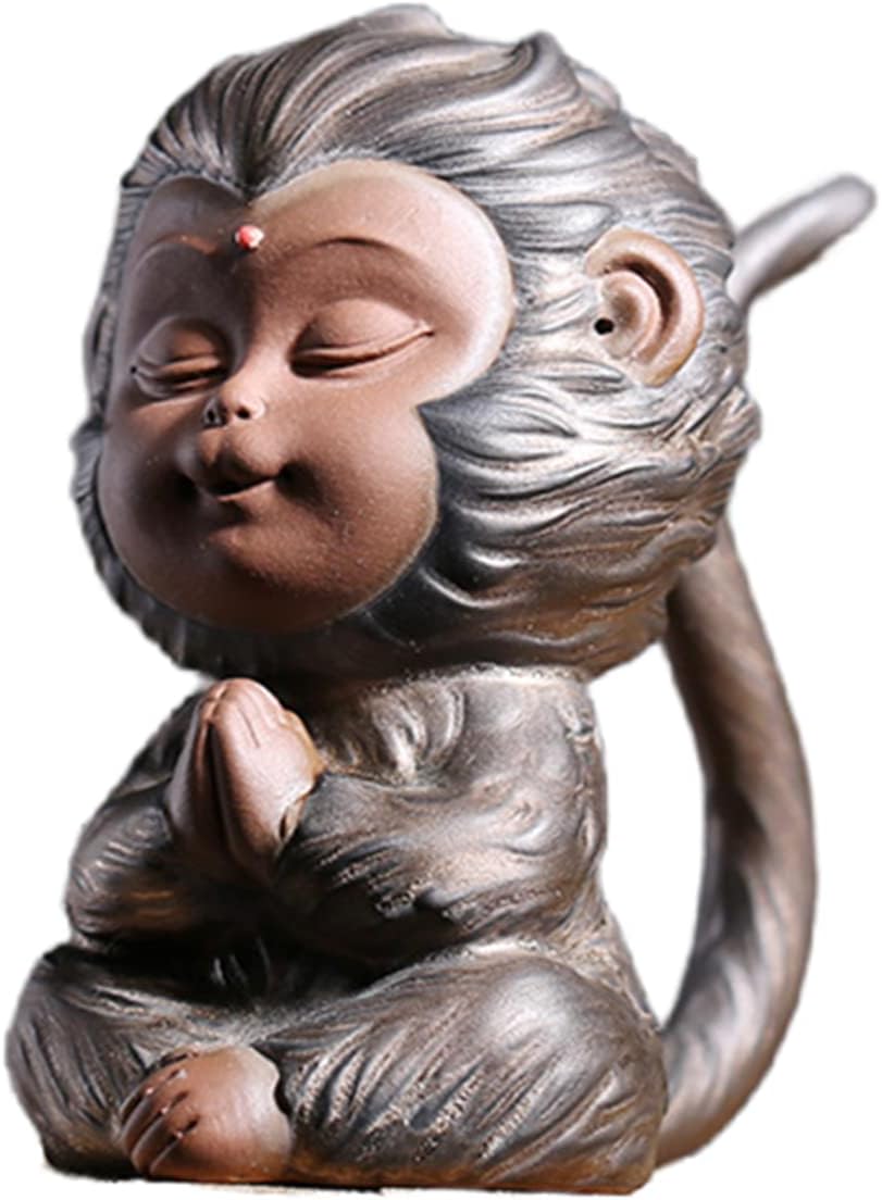 サル 陶器製 置物 悟空置物猿像中国風水風水装飾セラミック芸術茶