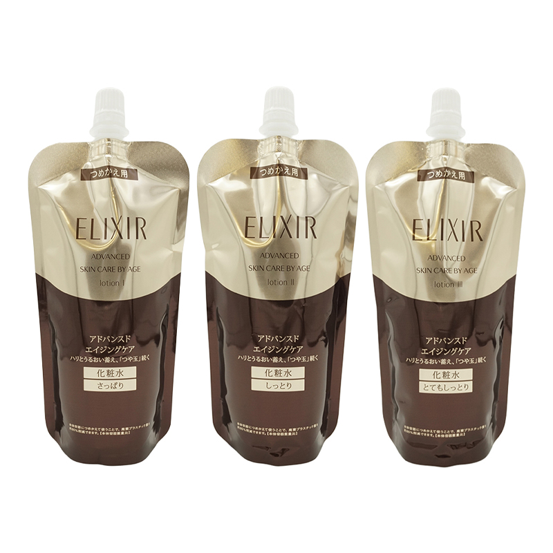エリクシール アドバンスドエイジングケア化粧水乳液 詰め替え4個