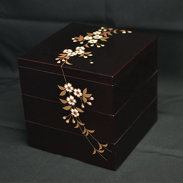 重箱 3段 三段 6寸5〜6人用 円山 溜内黒 日本製 北市漆器 送料無料