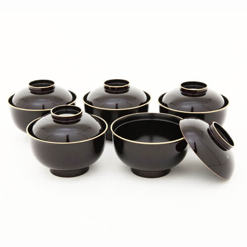 雑煮椀 蓋付き 5客セット 溜渕金雑煮椀揃お椀 日本製 北市漆器 送料