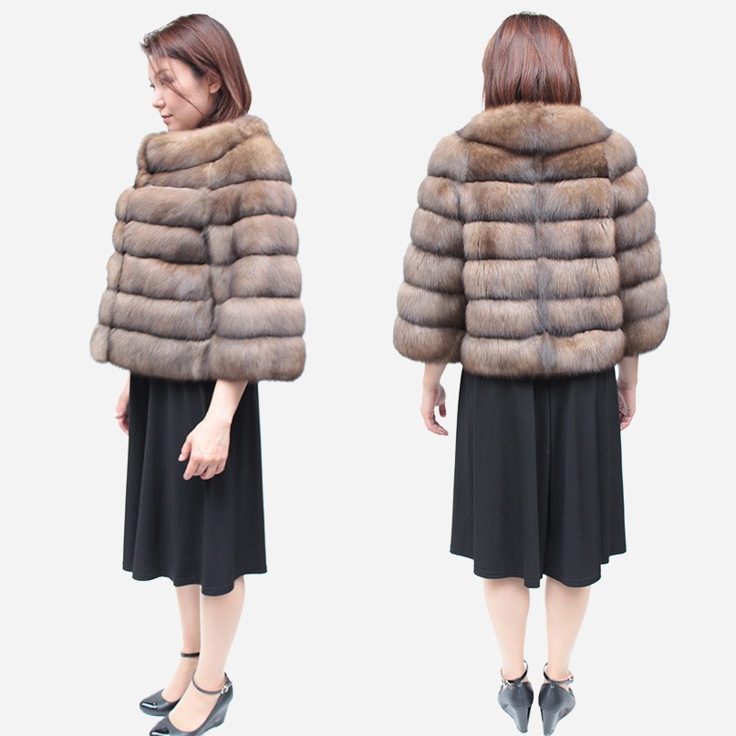 毛皮ジャケット レディース ロシアンセーブル ファージャケット ノー