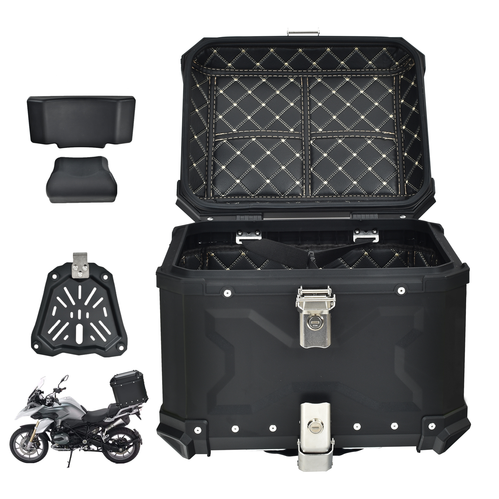 yykページ中古65L バイクリアボックス アルミ制 シルバー バイクリア