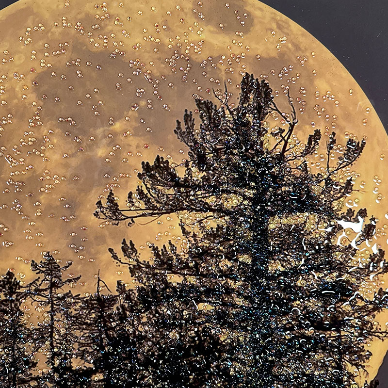 輸入雑貨 天然石 『神秘的な月』 風景画 水晶石 クリスタル フレーム