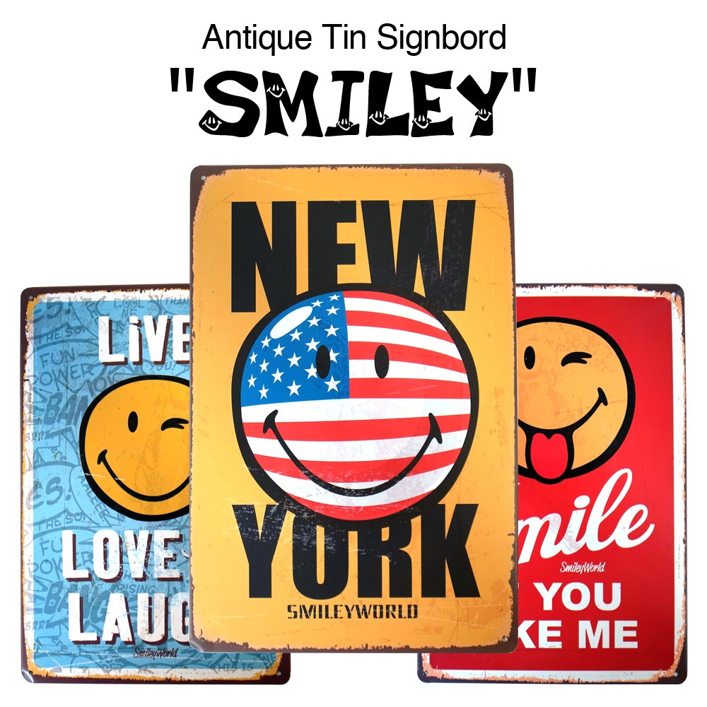 スマイル ブリキ看板 20cm×30cm アメリカ雑貨 サインプレート バー