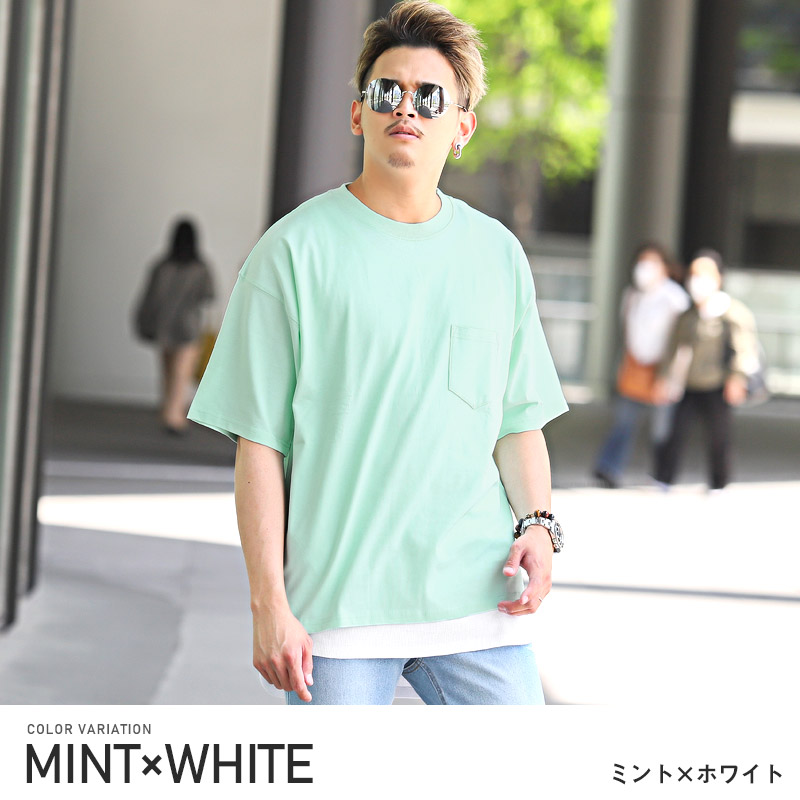 Tシャツ タンクトップ 半袖 メンズ 2点セット 重ね着 ビッグシルエット