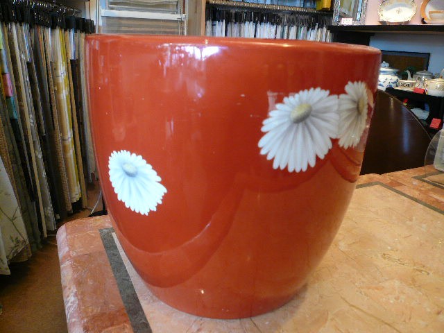 ノリタケ オールドノリタケ 朱地白菊紋火鉢 大正時代の製品 日陶会社