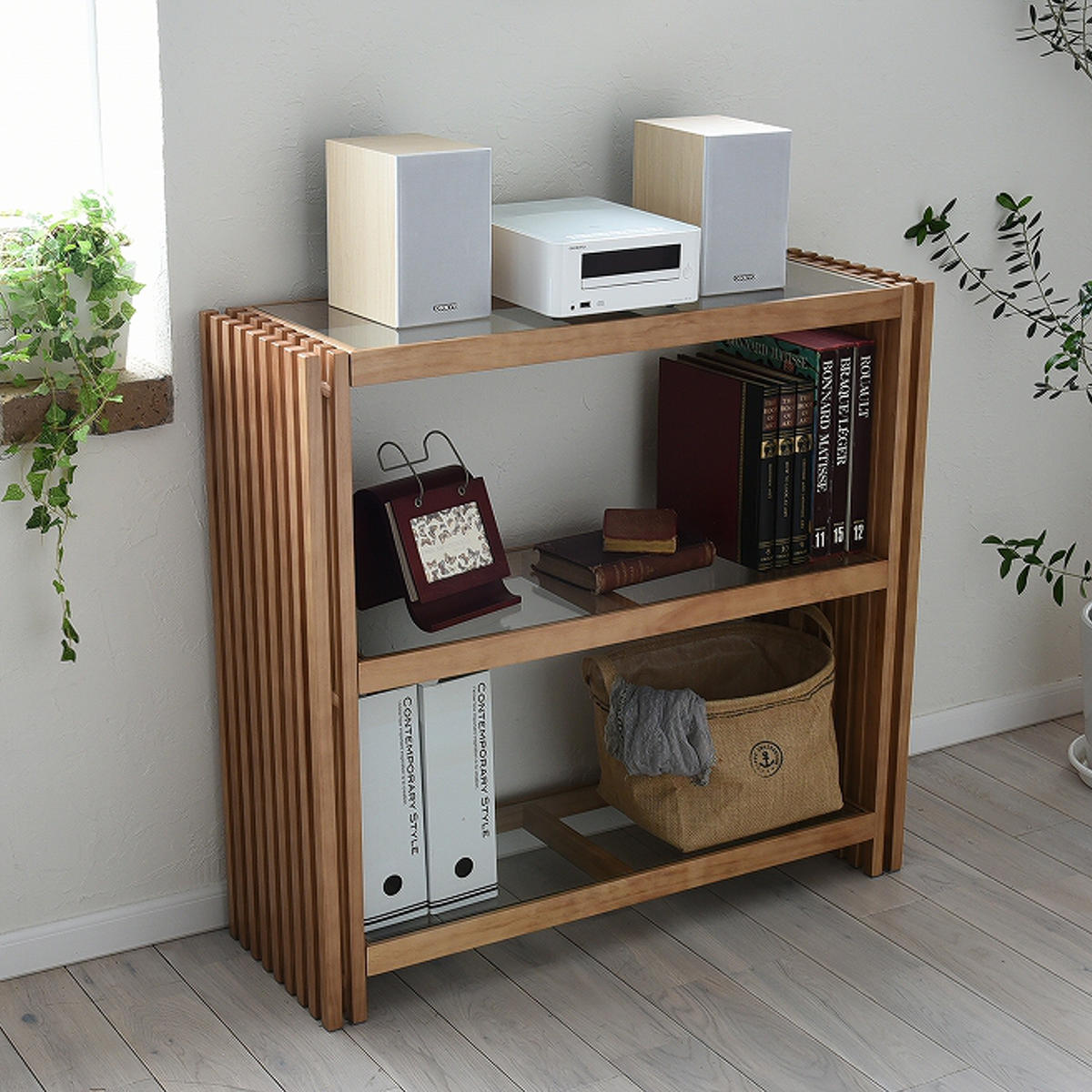 古い木製 オープンラック 鉄脚 木製棚 本棚 古い木製 オープンラック