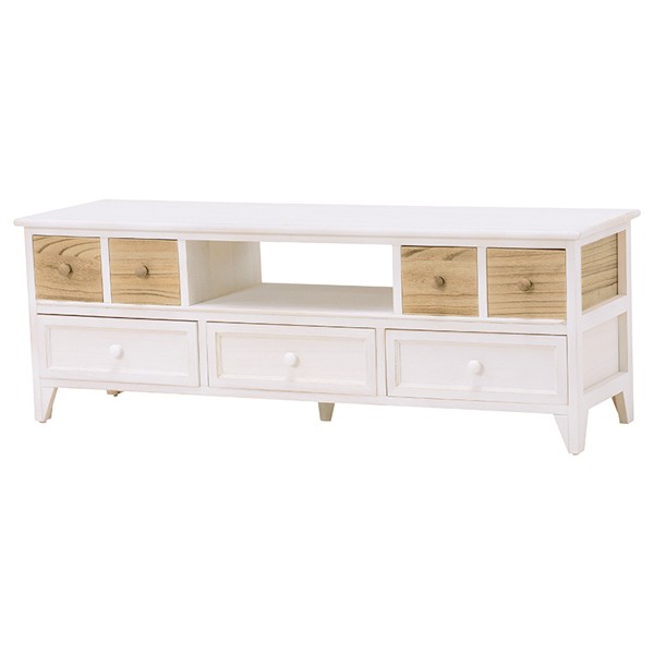 テレビ台 ローボード 天然木 アンティーク調 シャビーウッド 幅115cm