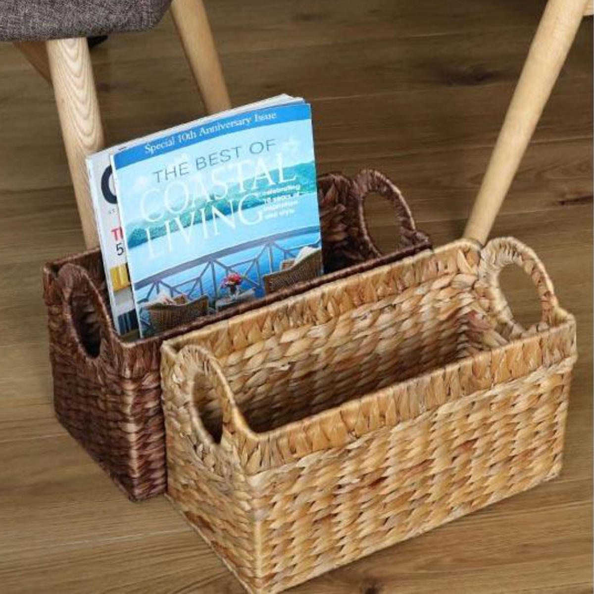 ちどり産業 収納 バスケット 持ち手付き 約 幅35×奥行17×高22cm 小物