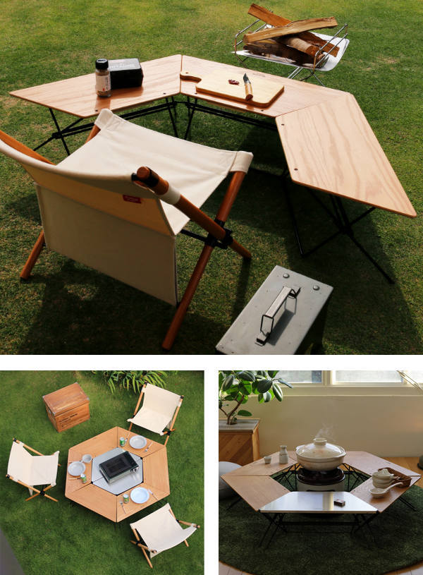 弘益 アウトドア テーブル ウッドトップ 1台 アーチテーブル シングル