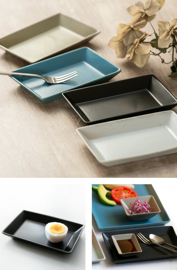 プレート 13.5cm M KASANE レクタングル 陶器 同色4枚セット （ 食洗機