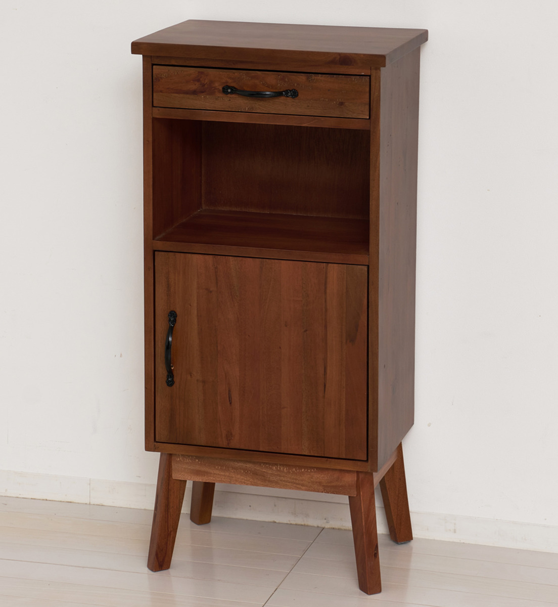 電話台 マホガニー天然木 幅42cm （ 電話 ファックス台 収納棚 収納