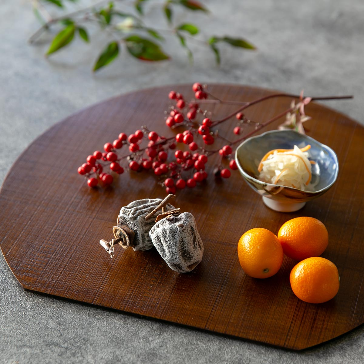 半月膳 36×32cm 漆塗り 天然木 ランチョンマット 2枚セット （ お盆