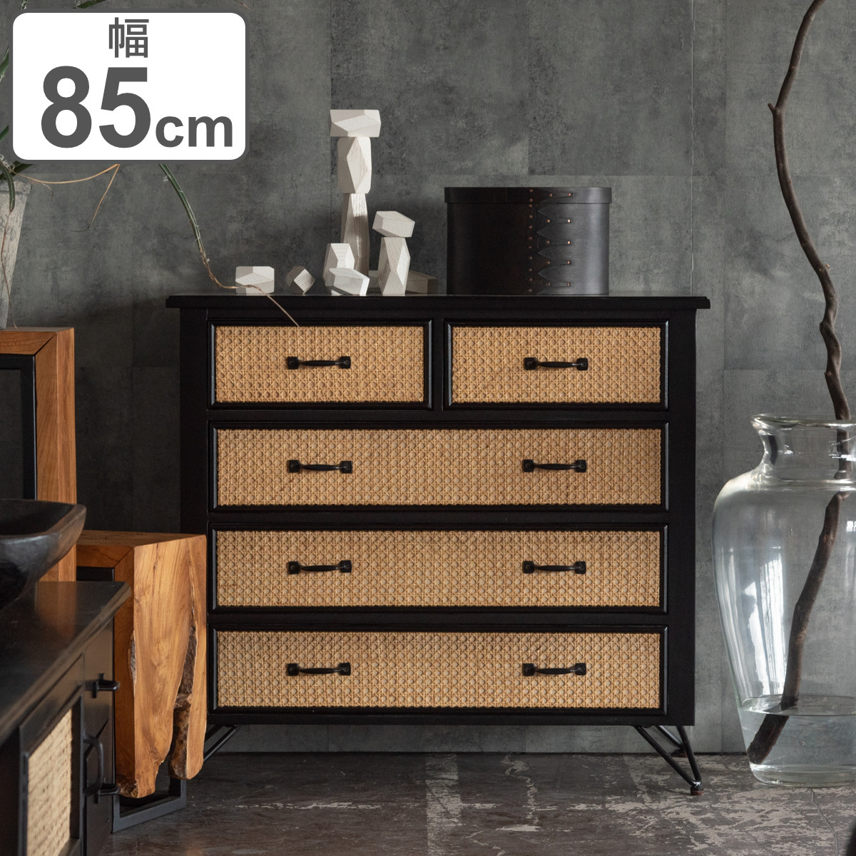 籐ラタン家具昭和レトロ整理箪笥チェストヴィンテージ