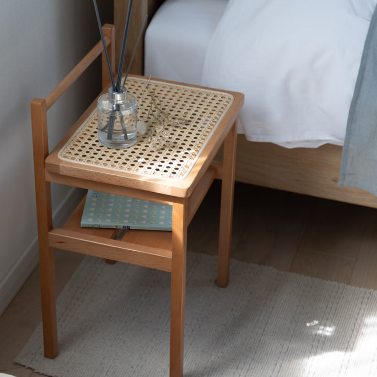 弘益 Mash サイドテーブル ラタン 高さ53cm 天然木 （ 椅子 サイド