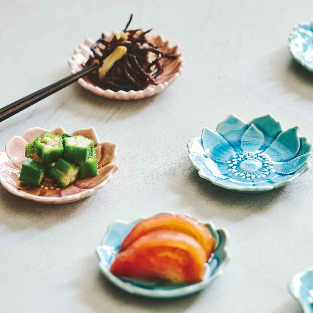 アンティーク珉平焼ピンク豆皿・小皿5枚セット アンティーク珉平焼
