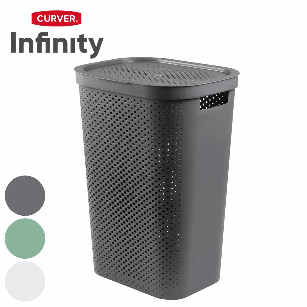 藤栄 ランドリーバスケット CURVER インフィニティー 60L ふた付き