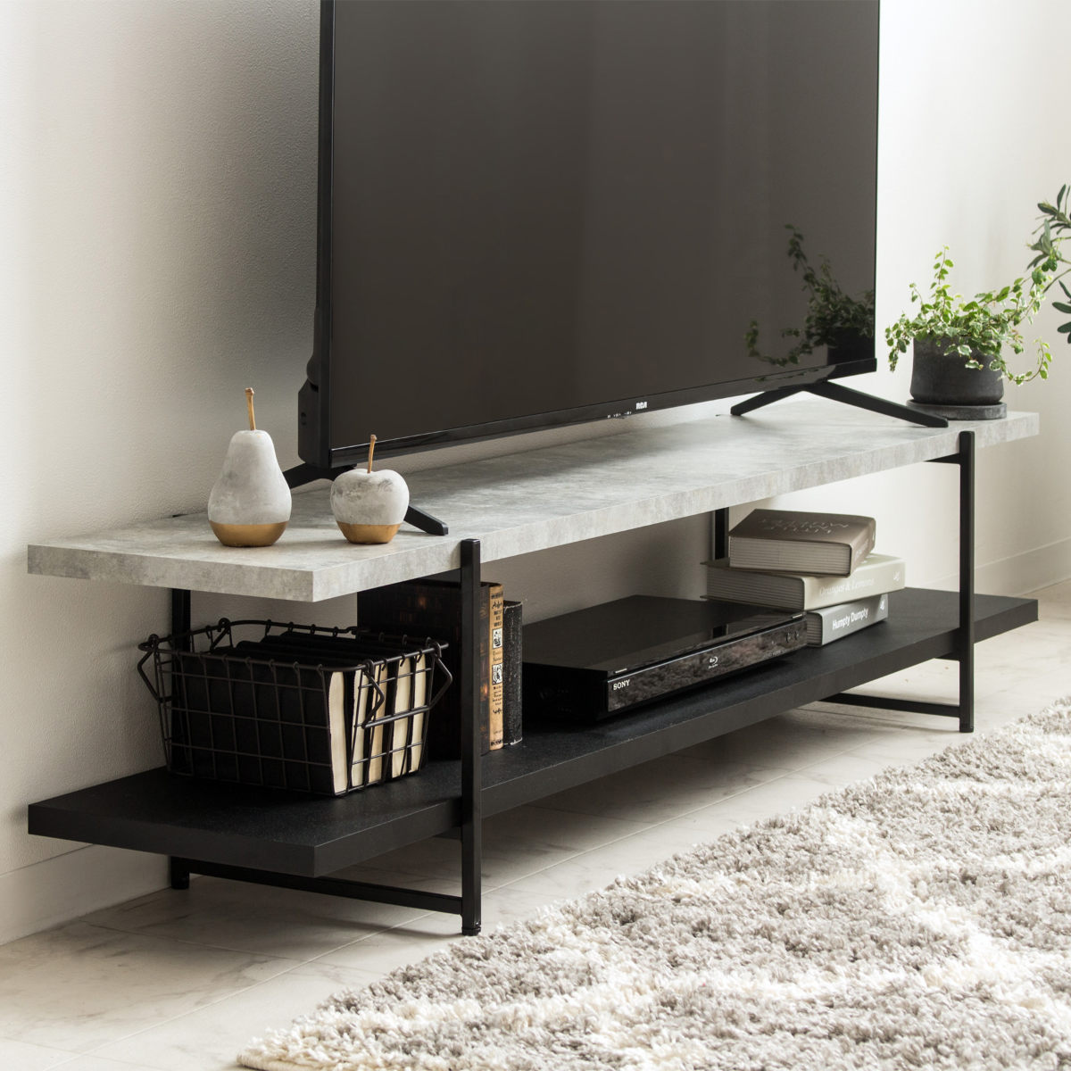 岩附 テレビ台 幅120cm 42型対応 ストーン調 上下組替可能 （ TV台