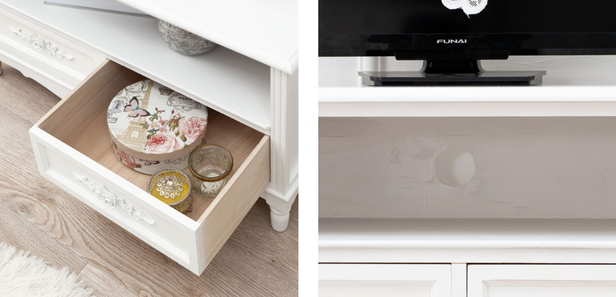 テレビ台 ウッドプロダクツ 引き出し 3杯 幅105cm 足付 ホワイト （ AV