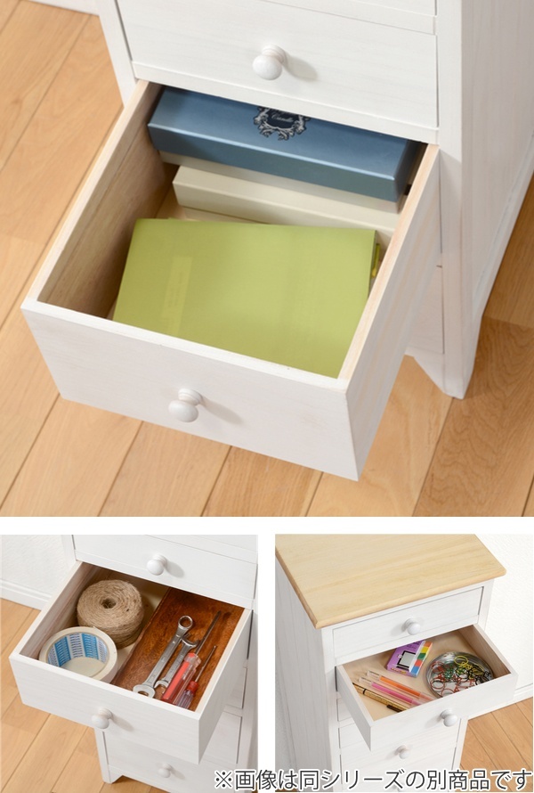 チェスト 5段 アンティーク調 シャビーウッド 幅41cm （ 収納チェスト