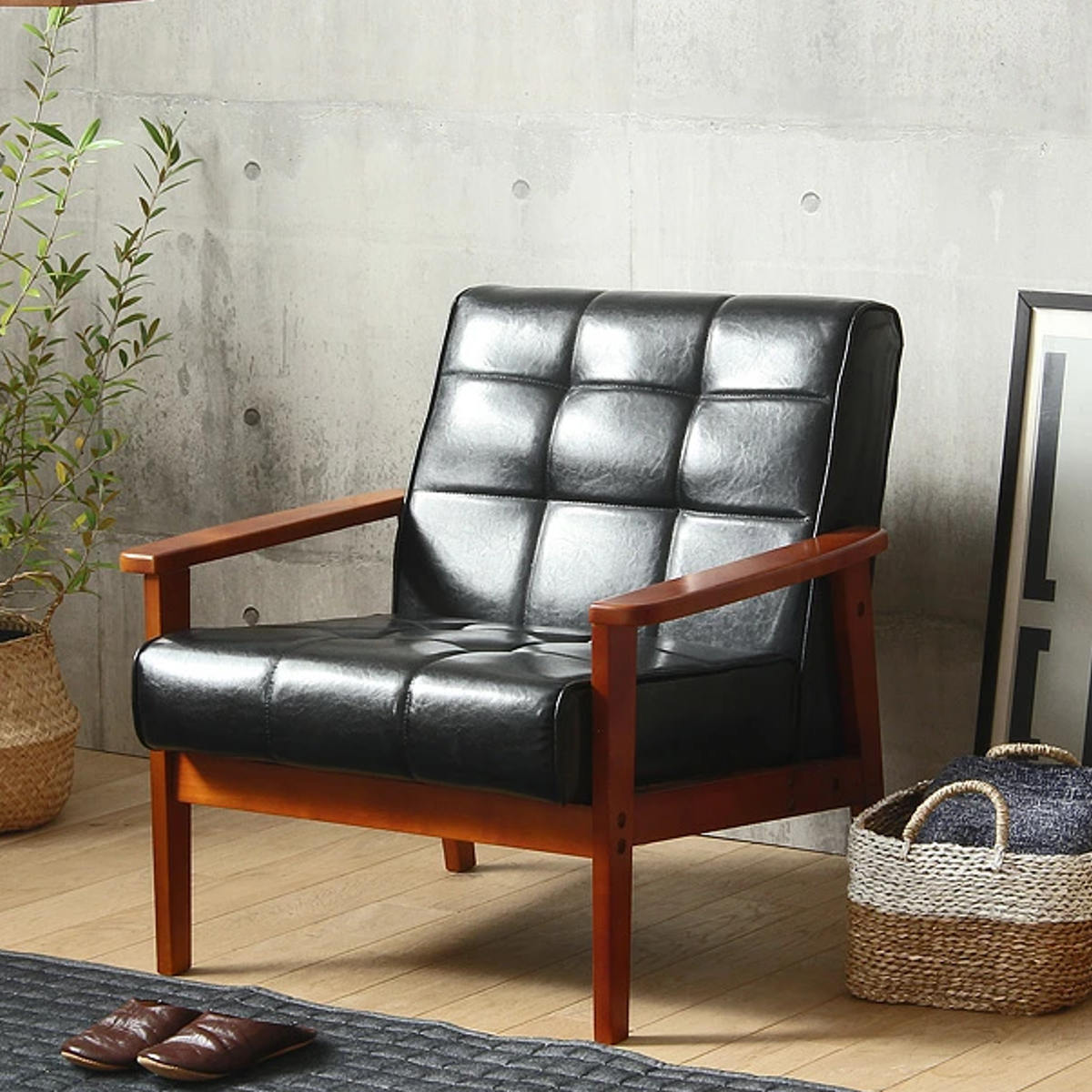 ヴィンテージ 約2人掛け レトロモダンな古い木製チェアソファ カフェ