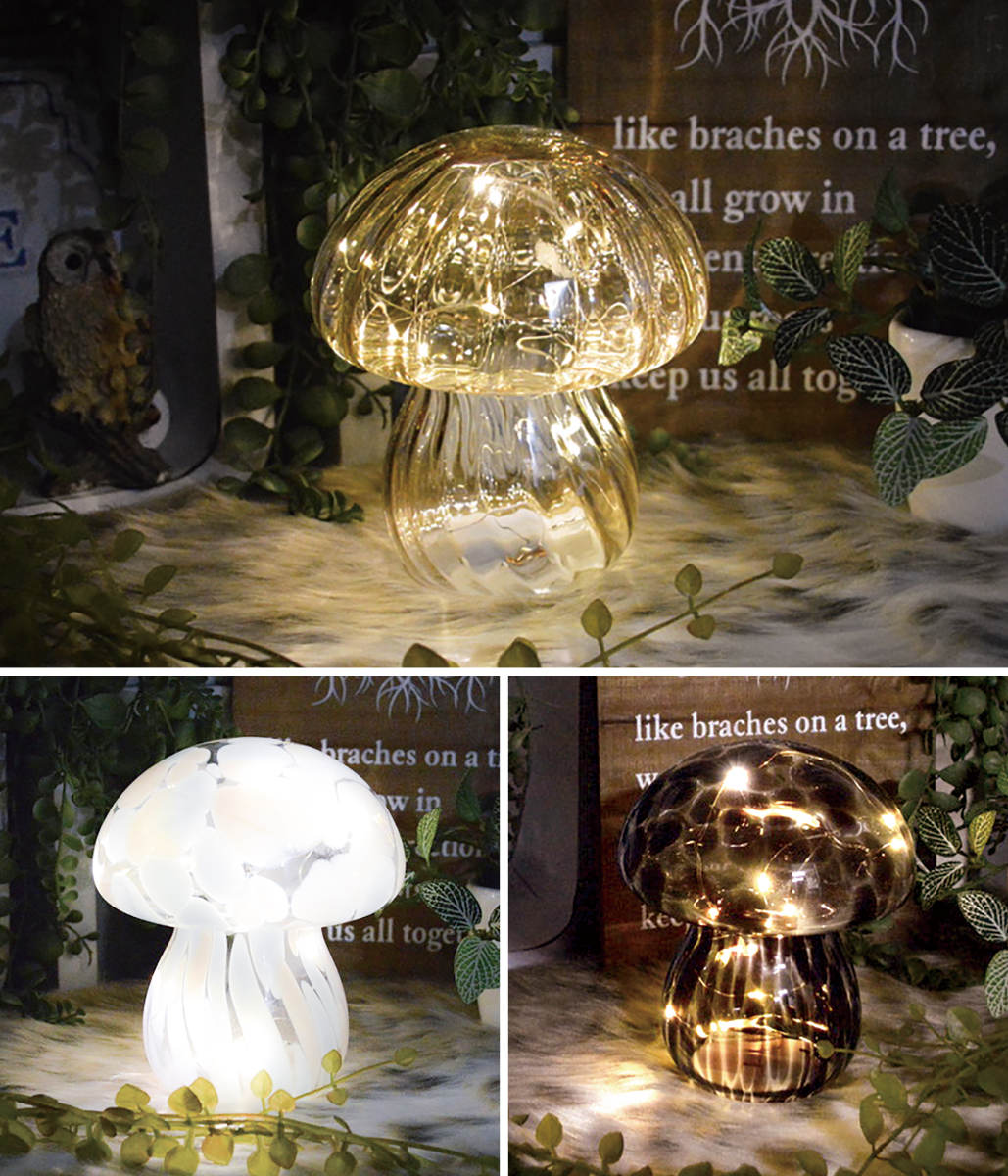 切子 卓上 テーブルランプ 昭和レトロ キノコ型 ガラス