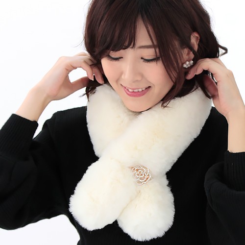 ティペット ファー マフラー レディース 冬 用 フェイクファー 厚手