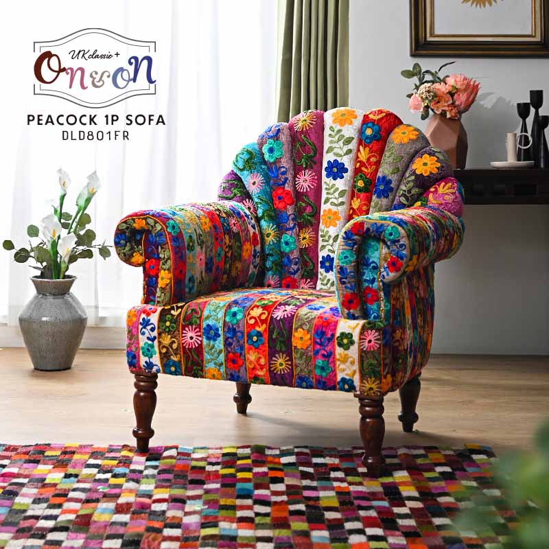 アンティーク ロココ様式 花柄アームチェア 一人掛けソファー