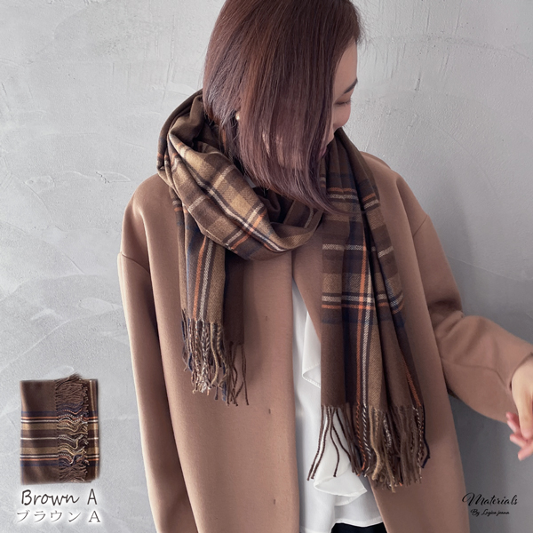 SALE20%OFF】 マフラー チェック レディース 柄 厚手 大判 カシミヤ