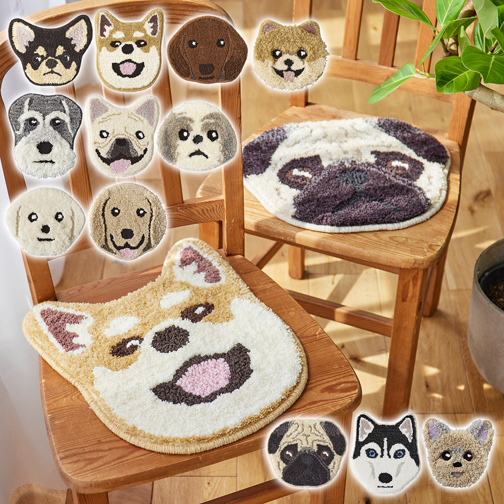 スミノエ チェアパッド チェアクッション 座布団 日本製 犬顔 イヌカオ