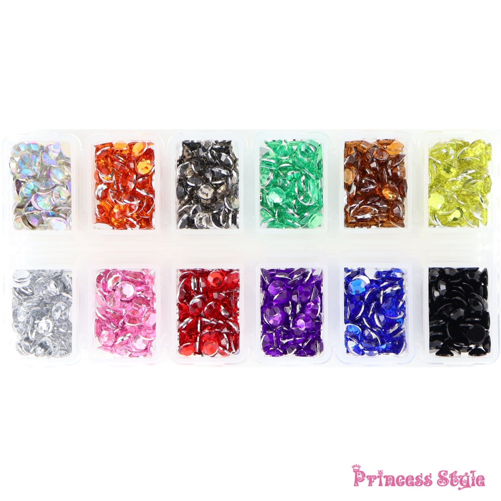 ラインストーン デコ ネイル レジン パーツ 12色 5mm（約850粒） 大