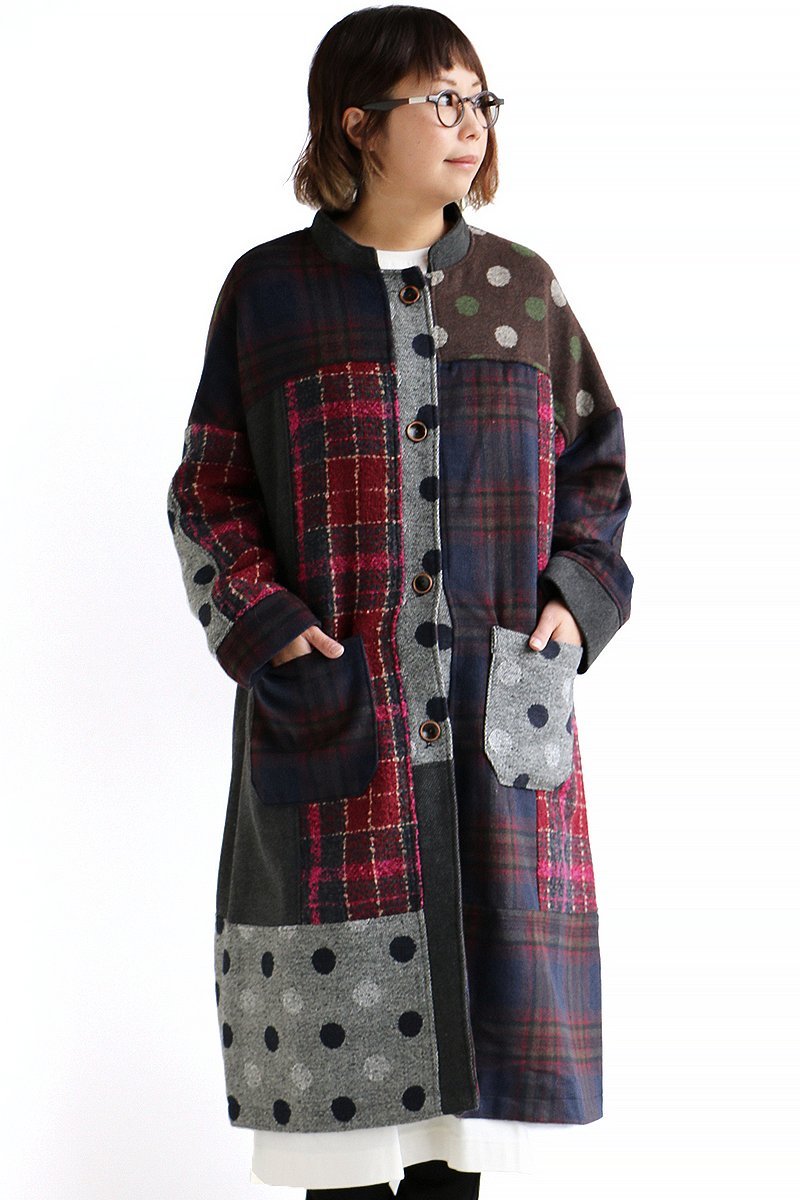 sandy（サンディー） アウター コート スタンドネック パッチワーク