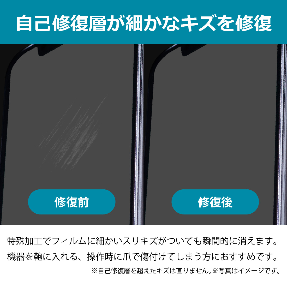 iPhone 14 Plus対応 キズ自己修復 保護 フィルム [画面用] 光沢 日本製