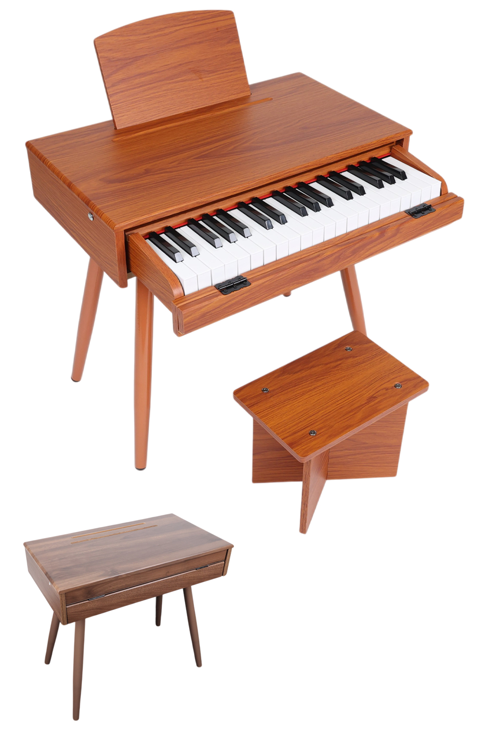 ミニ引き出しピアノ 電子ピアノ 子供用 知育 おもちゃ 木製 学習机