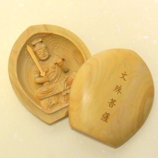 懐中仏 文殊菩薩（卯） 柘植製 香合仏 仏像 : 仏像と縁起物の専門店 龍