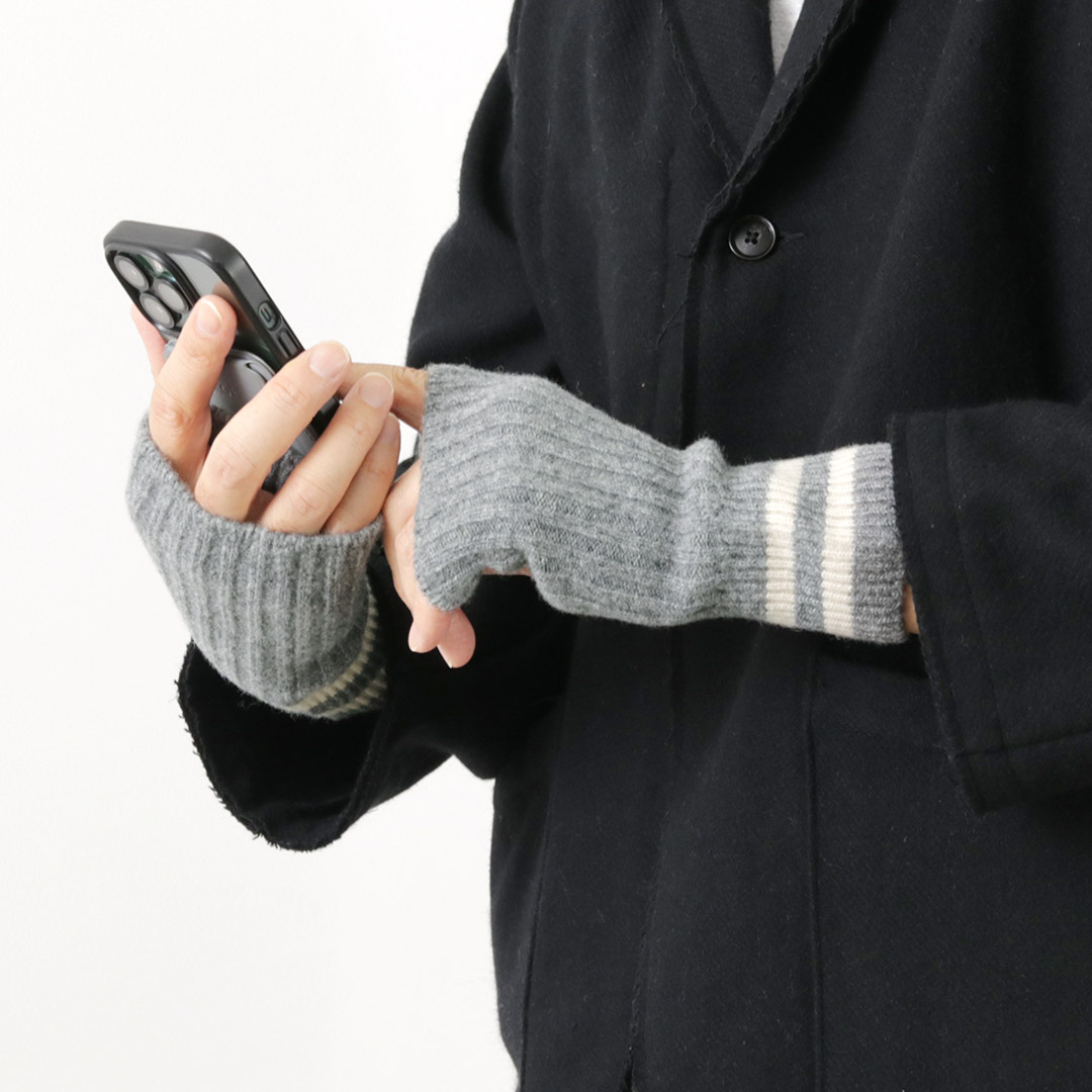 ROTOTO（ロトト） ストライプ シームレス ハンドウォーマー メリノ