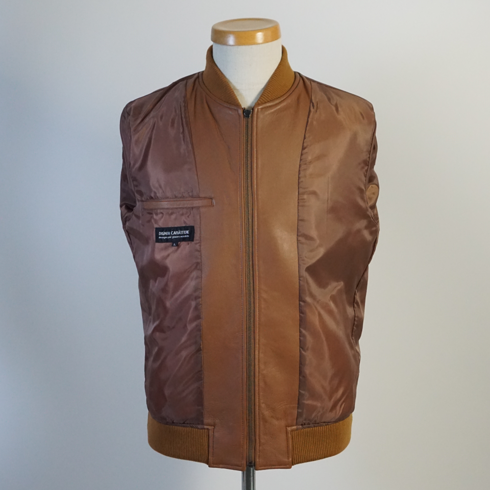 レザージャケット キャメル ライトブラウン 羊革 MA-1 革ジャン