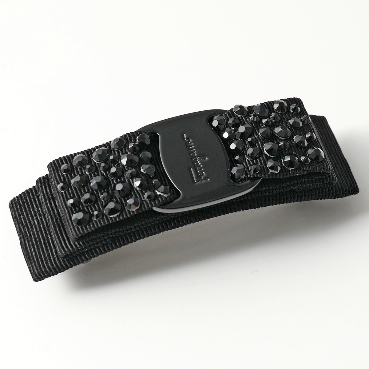 FERRAGAMO（フェラガモ） 34 1693 ヴィラリボン バレッタ ビジュー装飾