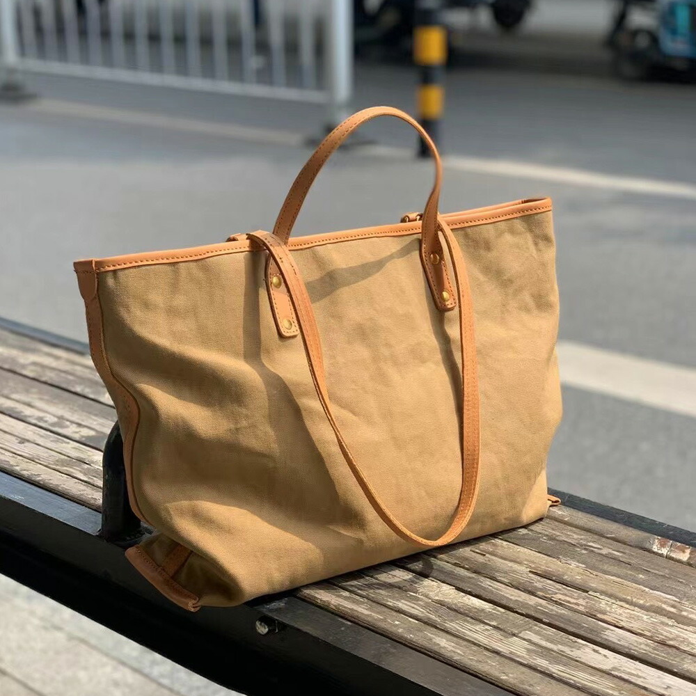 トートバッグ ダブルハンドル 本革 帆布 2way トートバック ショルダー